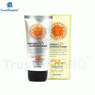 3w clinic intensive uv sunblock cream skincarisma